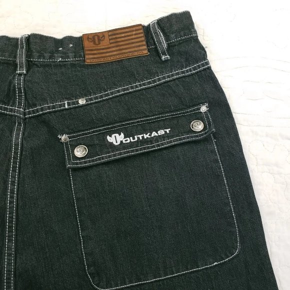 Outkast Clothing Co Denim Jean Cargo Shorts Mens Measure 38 Black - Picture 6 of 10